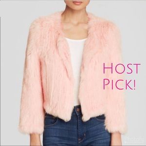 ❄️SALE❄️ Genuine rabbit fur cropped pink jacket